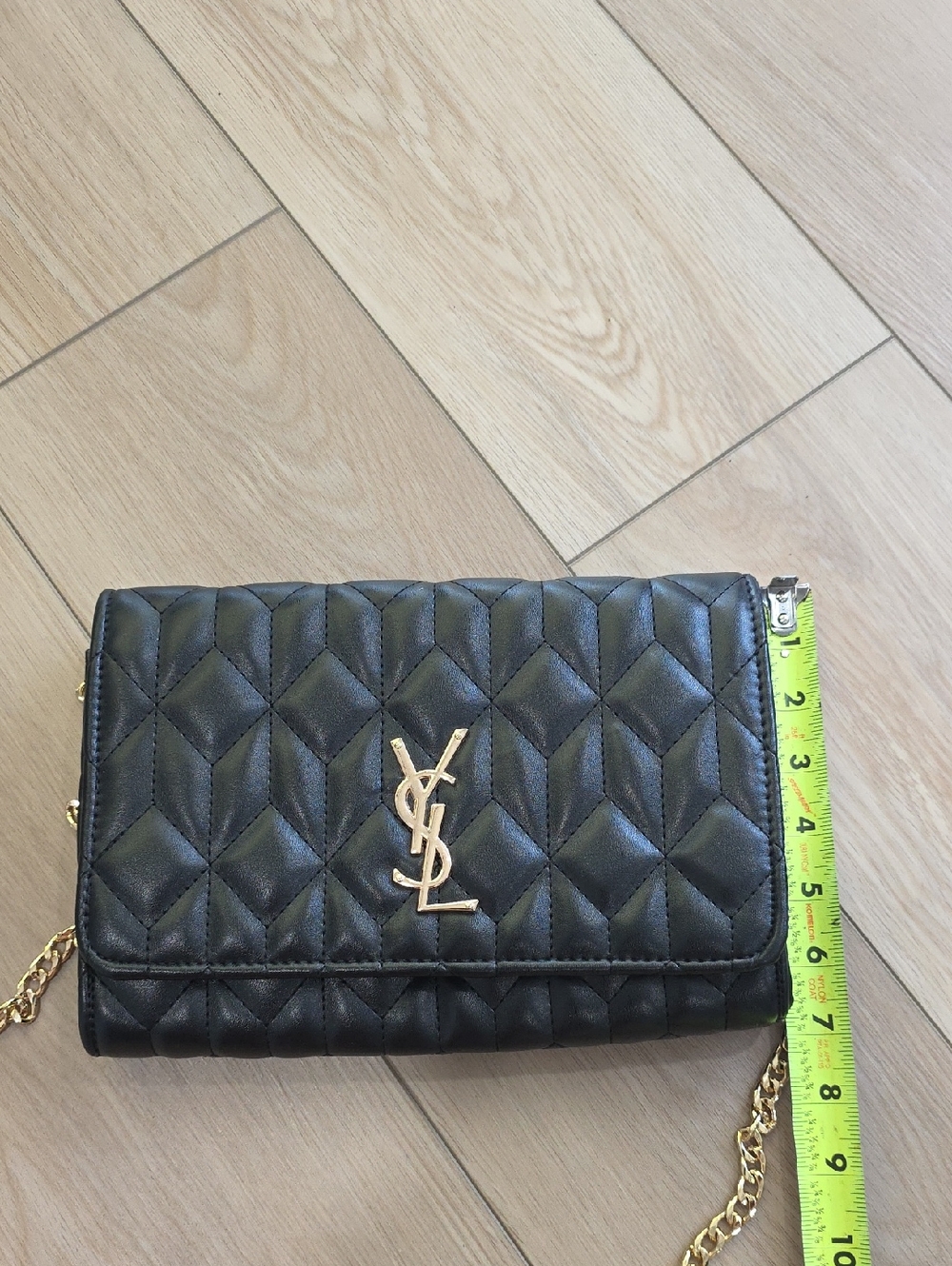 Yves Saint Laurent Black Quilted Leather Crossbody with Gold Chain - Picture 8 of 11